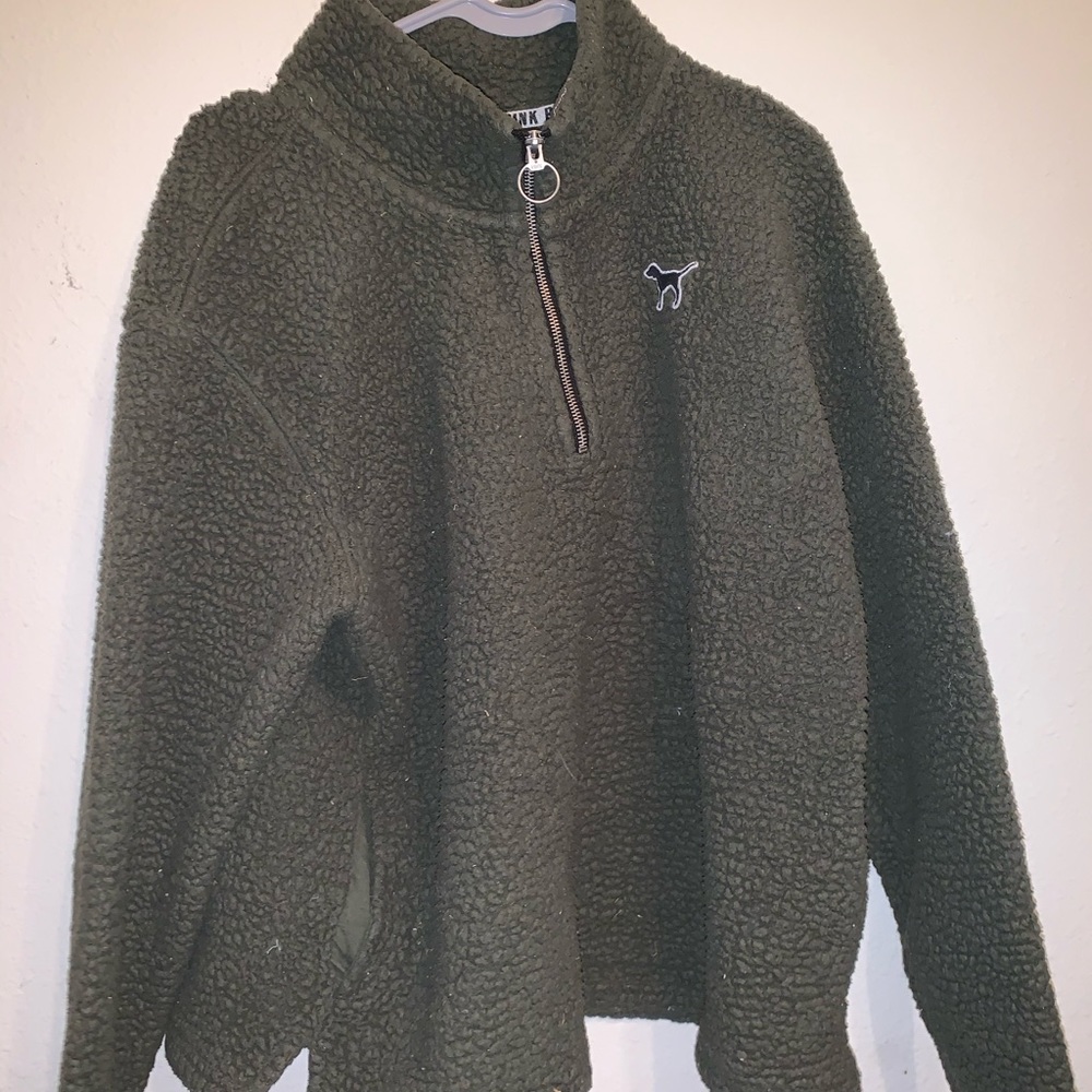 Olive green pink Sherpa